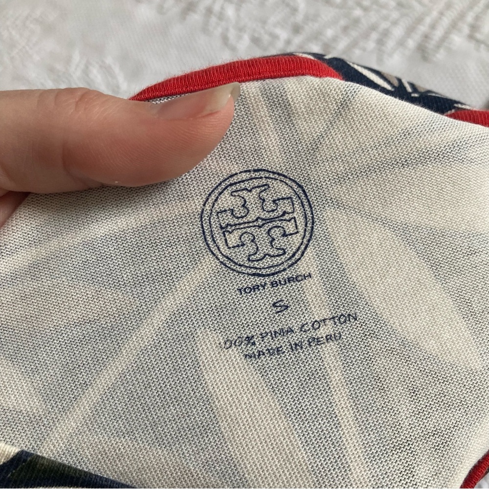 Tory Burch Navy, Red & White Geometric Floral Mini Dress 0022 - Picture 6 of 8
